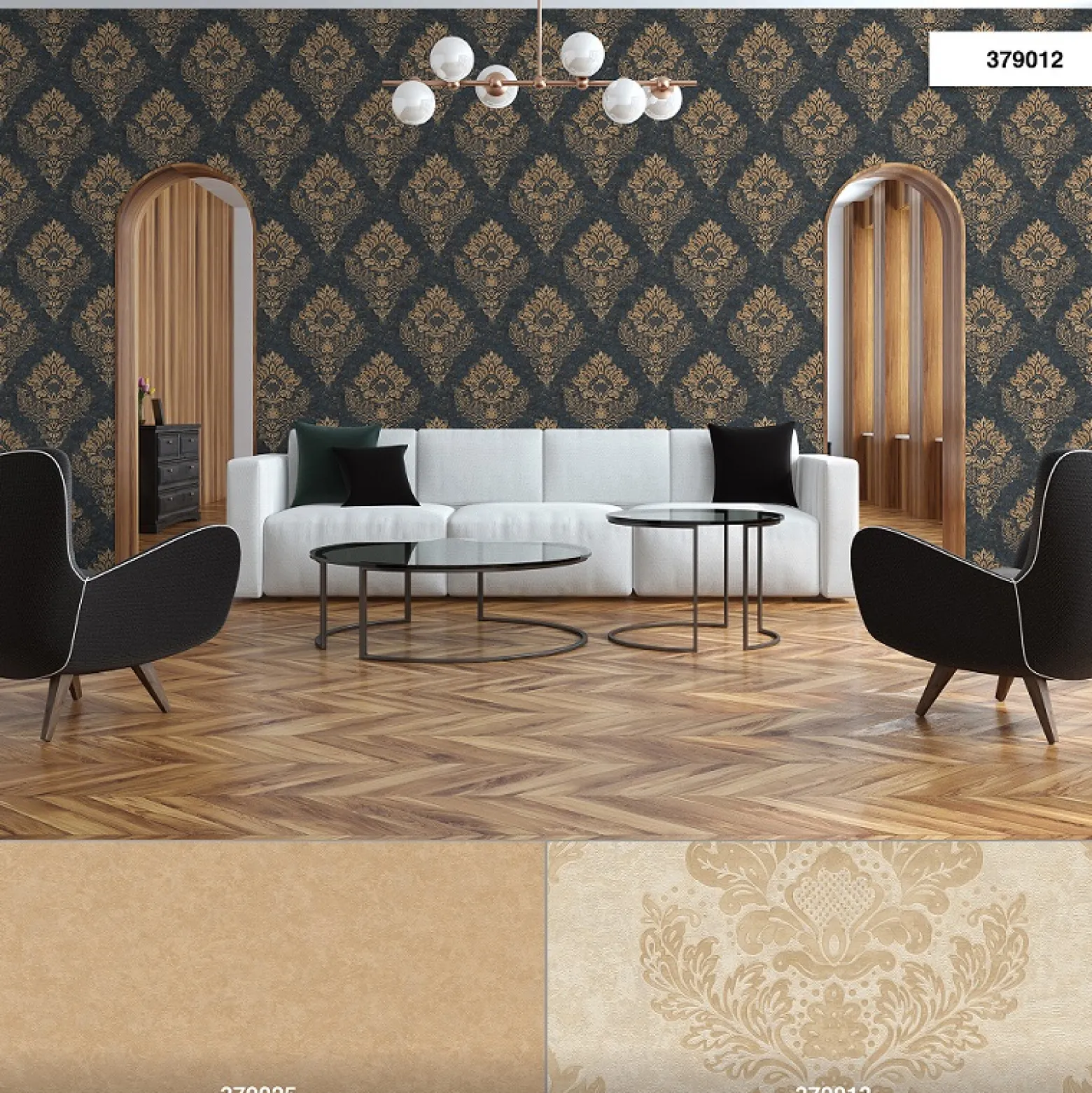 Vliestapete Barock Design beige blau Metallic 37901-2