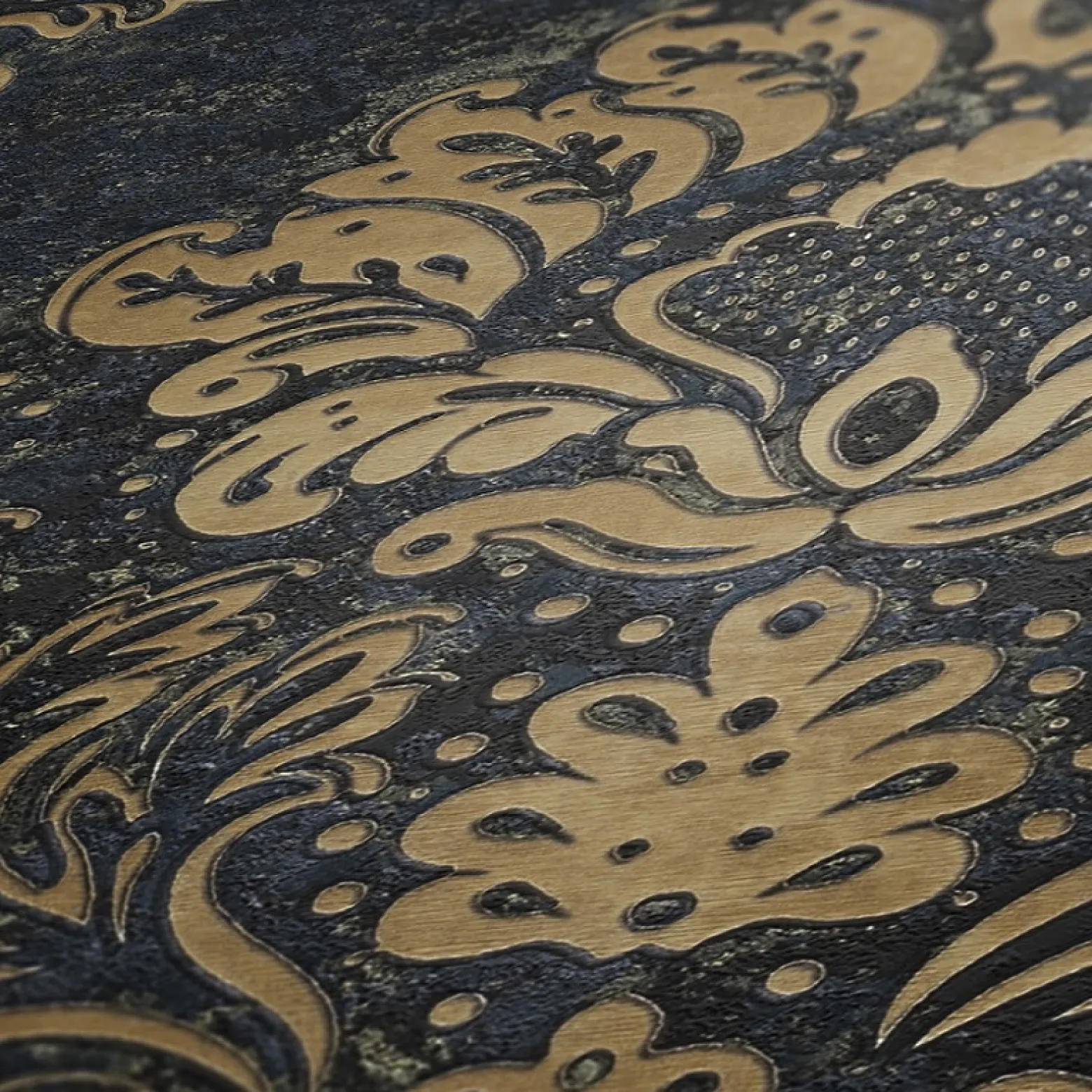 Vliestapete Barock Design beige blau Metallic 37901-2