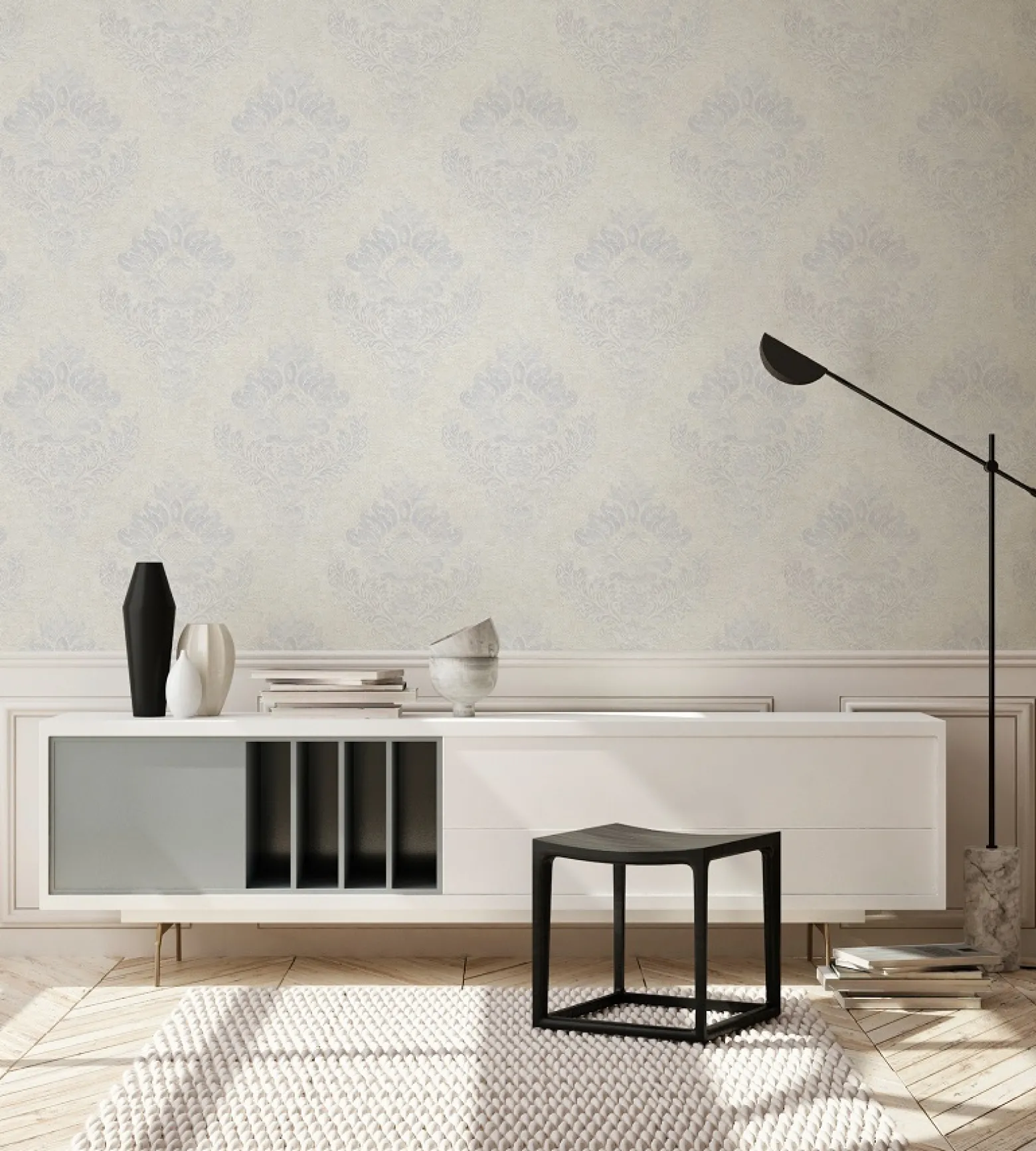 Vliestapete Barock Design creme grau Glanz 37901-5