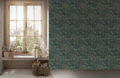 Vliestapete Barock-Design petrol gold 38707-3