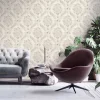 Vliestapete Barock-Design weiß grau silber 38707-2