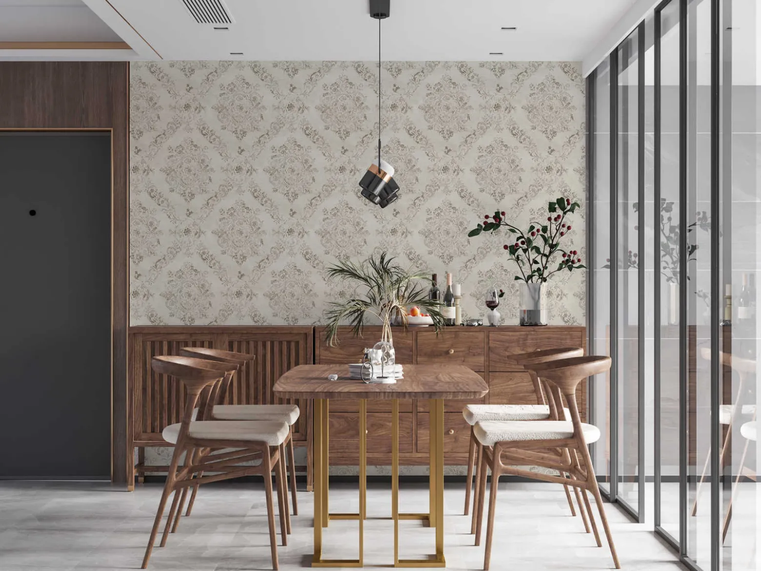 Vliestapete Barock-Design weiß grau silber 38707-2