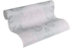 Vliestapete Barock Glitzer AS Creation grau rosa 95372-6
