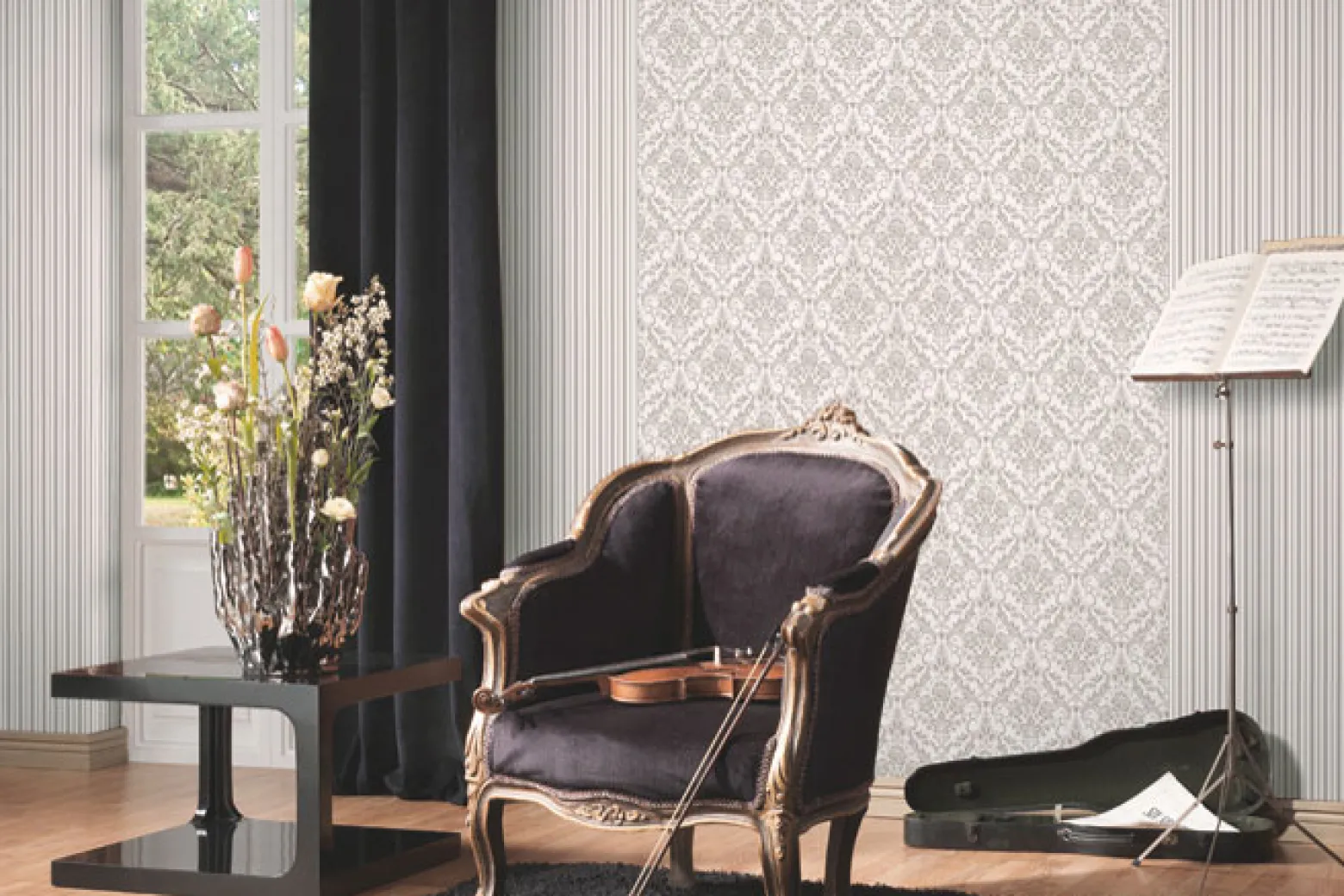 Vliestapete Barock Klassisch grau weiß P+S 13396-30