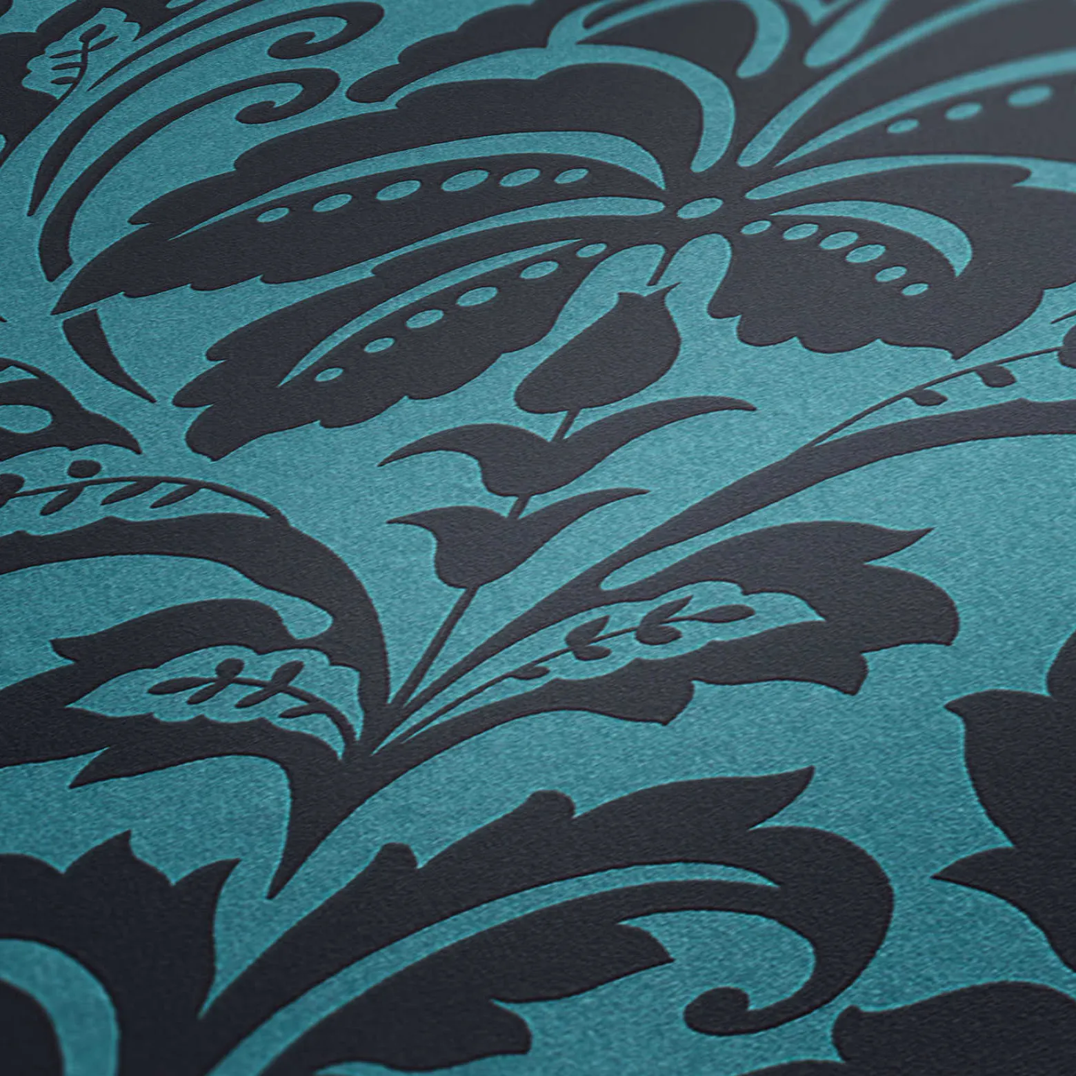 Vliestapete Barock Samt blau schwarz metallic 36910-5