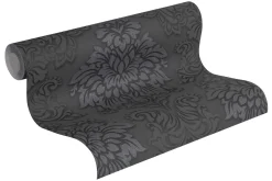 Vliestapete Barock schwarz anthrazit Glitzer 36898-4