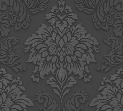 Vliestapete Barock schwarz anthrazit Glitzer 36898-4