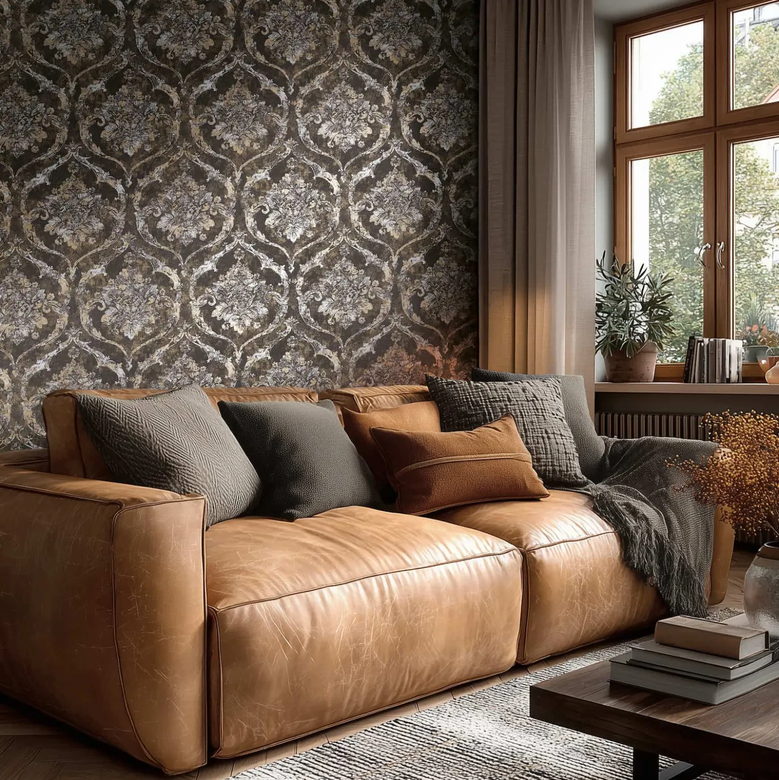 Vliestapete Barock Schwarz Gold Silber Metallic 79019-4