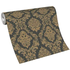 Vliestapete BarockSchwarz Gold Metallic 10288-15