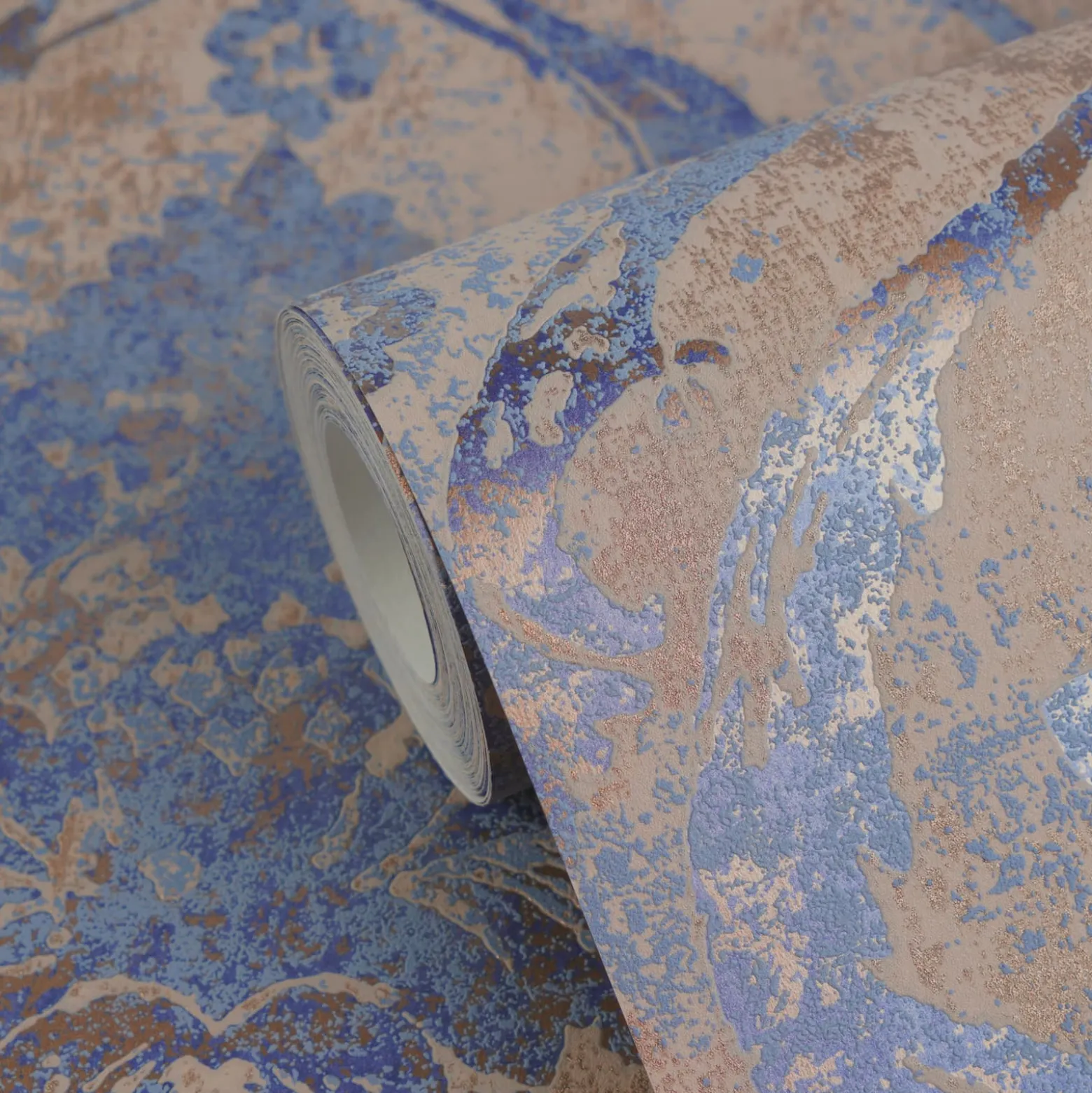 Vliestapete Barock Shabby Beige Blau Metallic 79019-1