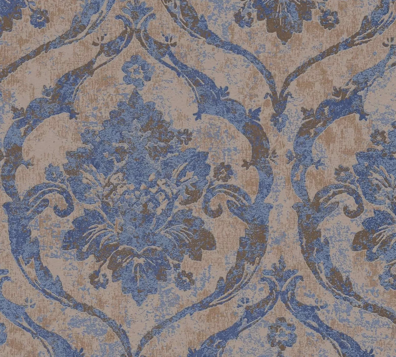 Vliestapete Barock Shabby Beige Blau Metallic 79019-1