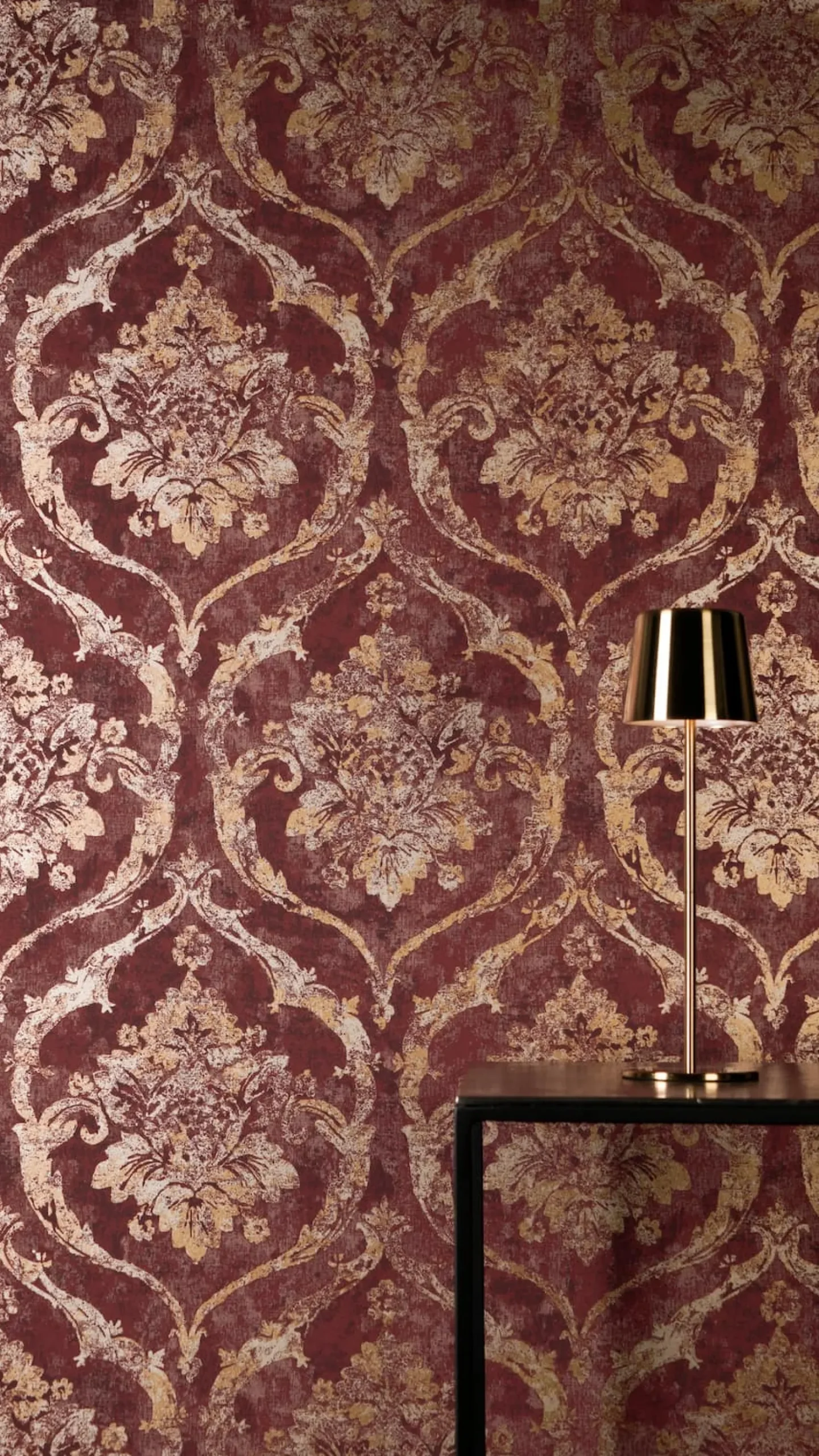 Vliestapete Barock Shabby Rot Gold Metallic 79019-3