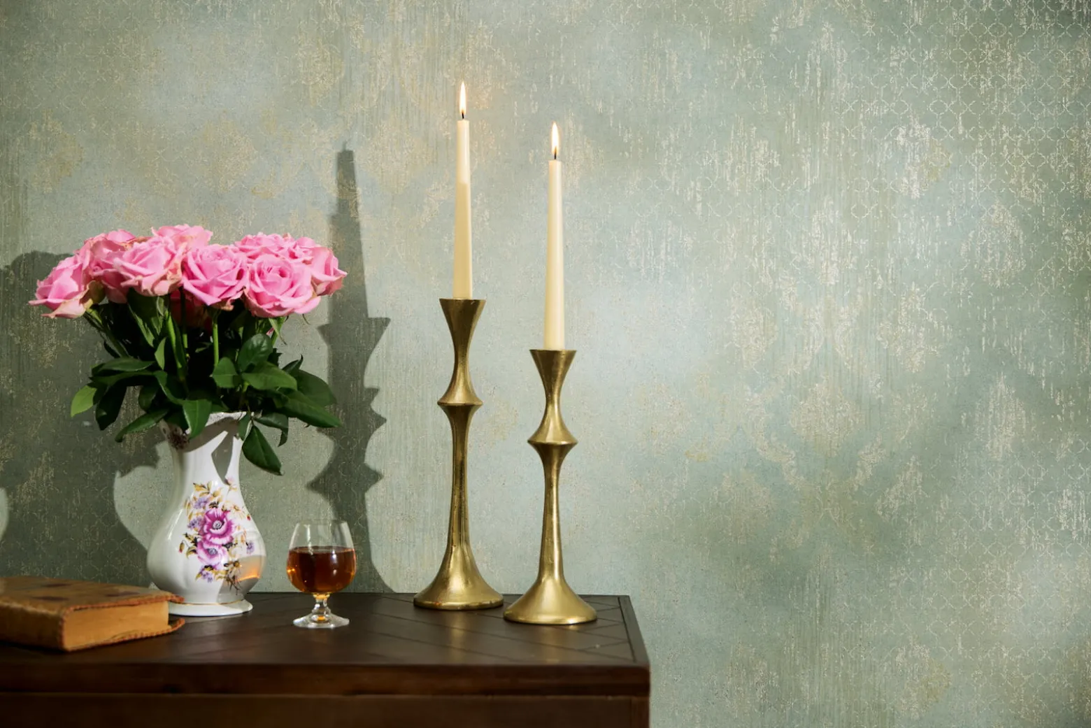 Vliestapete Barock Used-Look Grün Gold Metallic 78672-5
