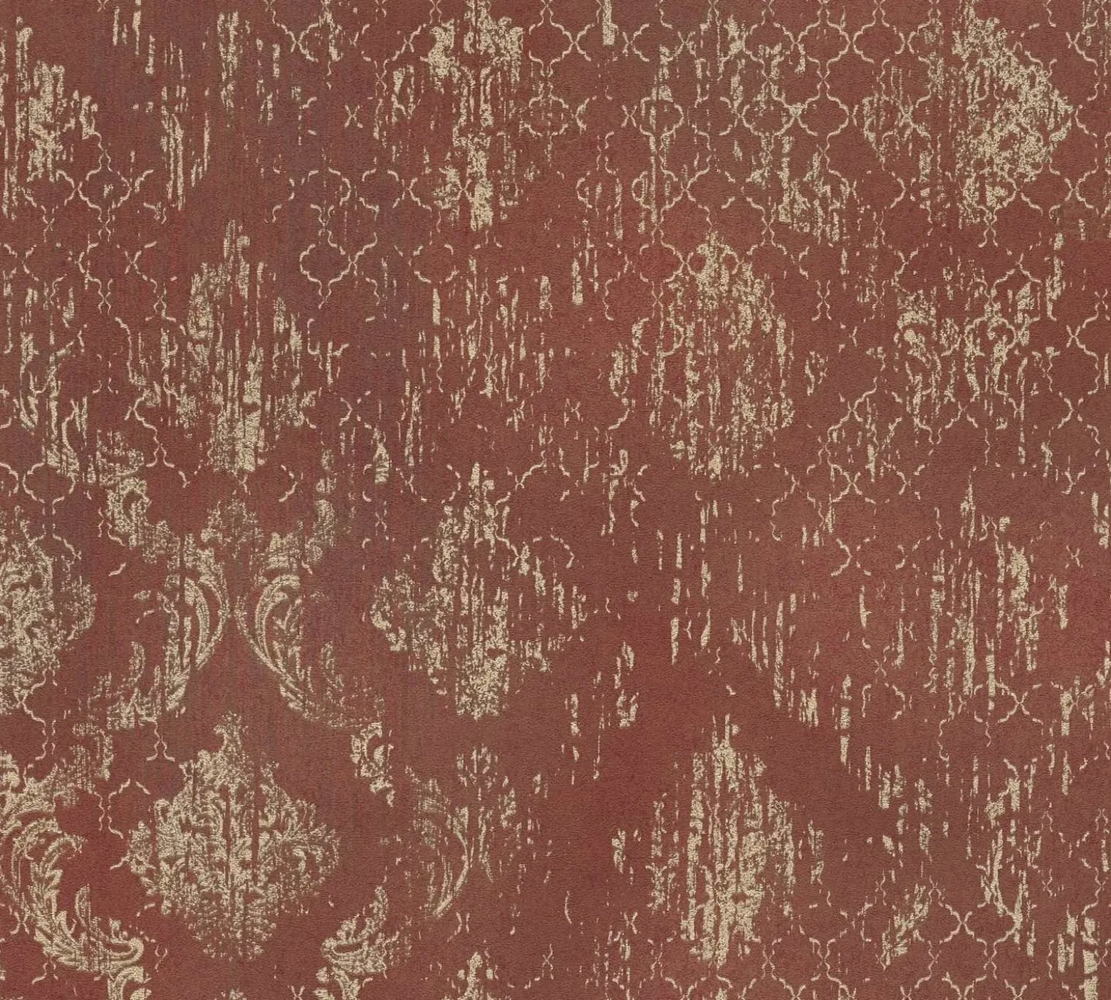 Vliestapete Barock Used-Look Rot Gold Metallic 78672-3