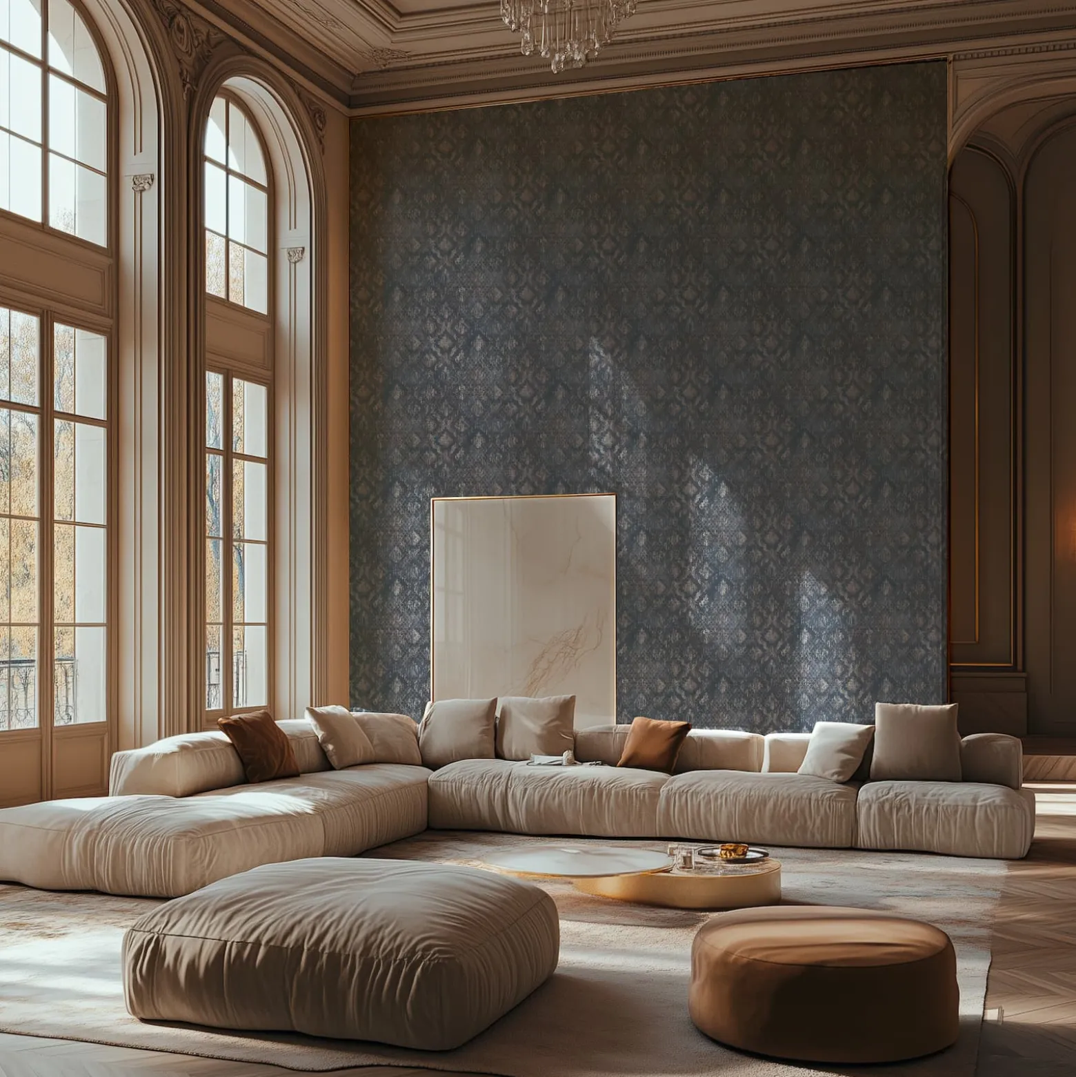 Vliestapete Barock Used-Look Blau Gold Metallic 78672-4