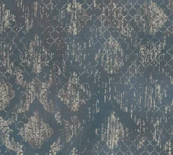 Vliestapete Barock Used-Look Blau Gold Metallic 78672-4