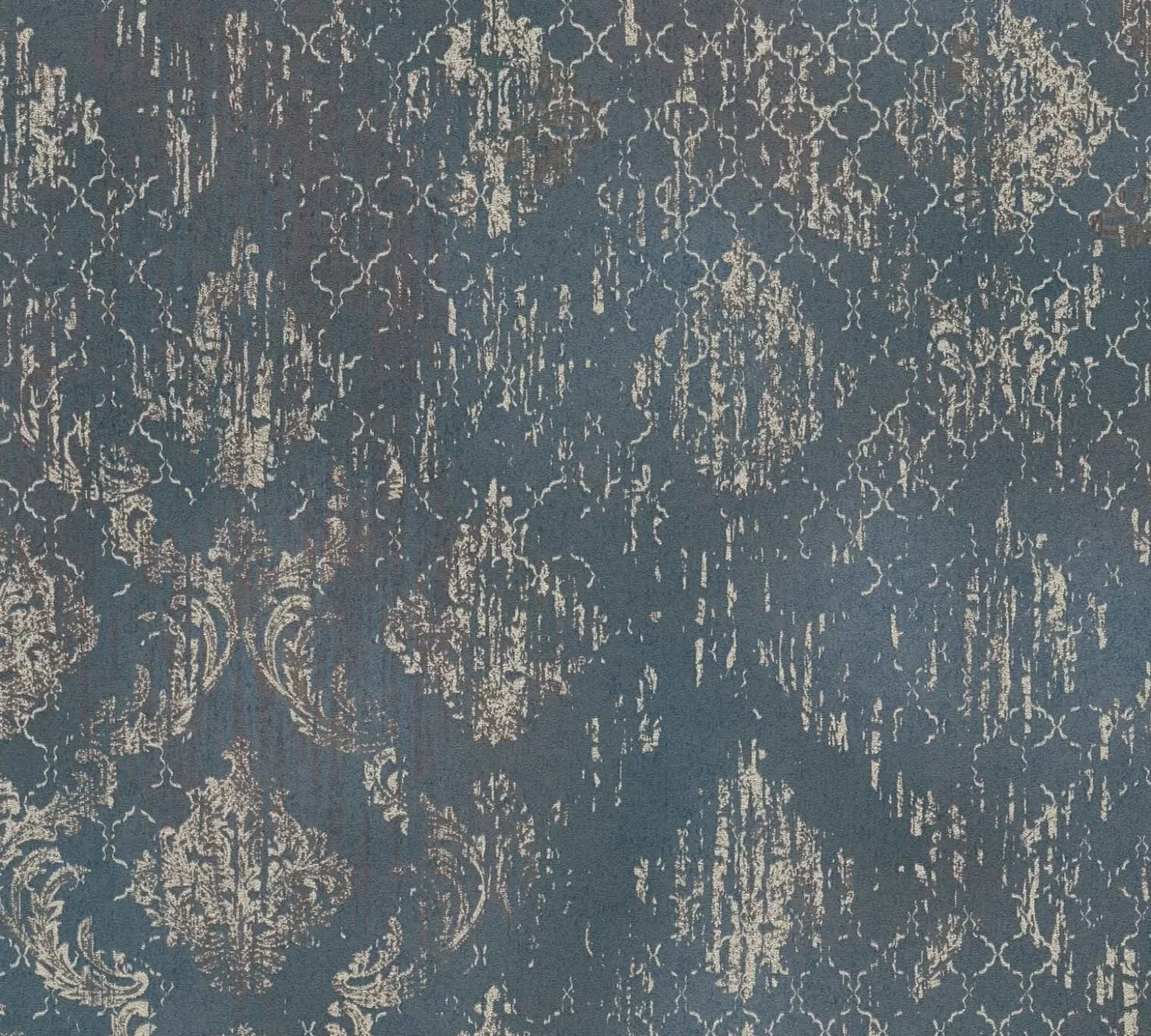 Vliestapete Barock Used-Look Blau Gold Metallic 78672-4
