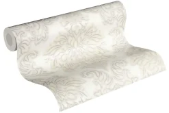Vliestapete Barock weiß weiß Glitzer 36898-2