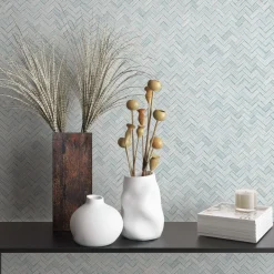 Vliestapete Bast Holz Rattan grau-blau 33312