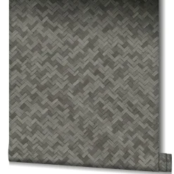 Vliestapete Bast Holz Rattan anthrazit 33310
