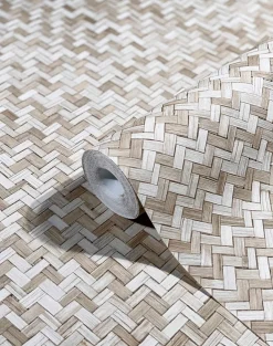 Vliestapete Bast Holz Rattan beige braun 33309