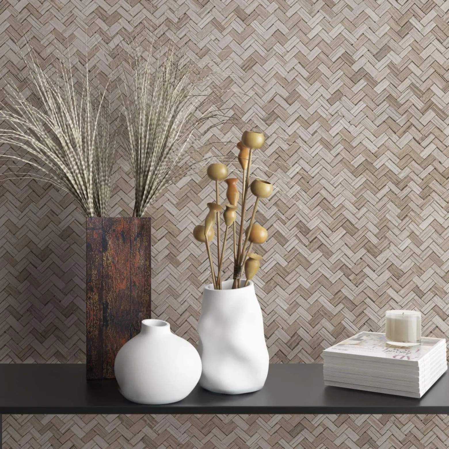 Vliestapete Bast Holz Rattan beige braun 33309