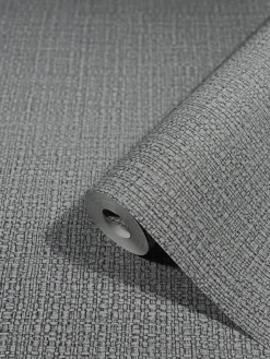Vliestapete Bast-Optik Metallic grau silber 32808