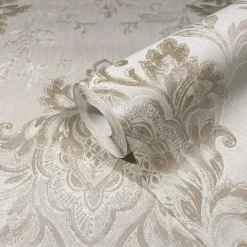 Vliestapete Beige Gold Damast Motiv Marburg 31571