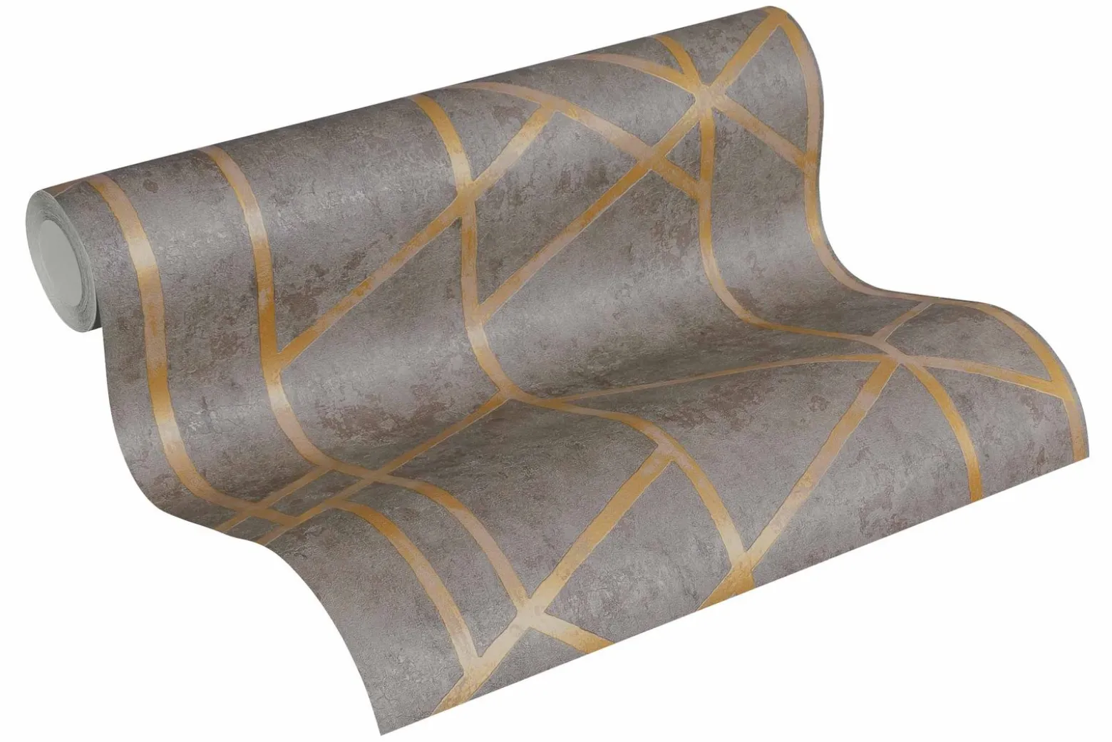 Vliestapete Beton Grafik dunkelgrau gold Glanz 36928-1