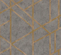 Vliestapete Beton Grafik dunkelgrau gold Glanz 36928-1
