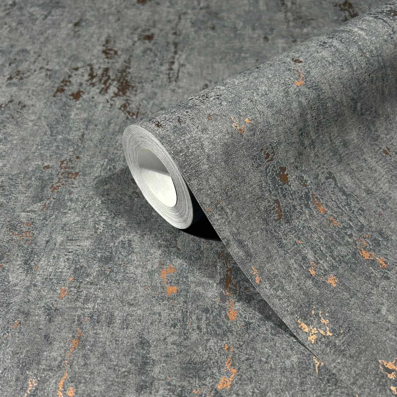 Vliestapete Betonoptik Anthrazit Kupfer Metallic 35146