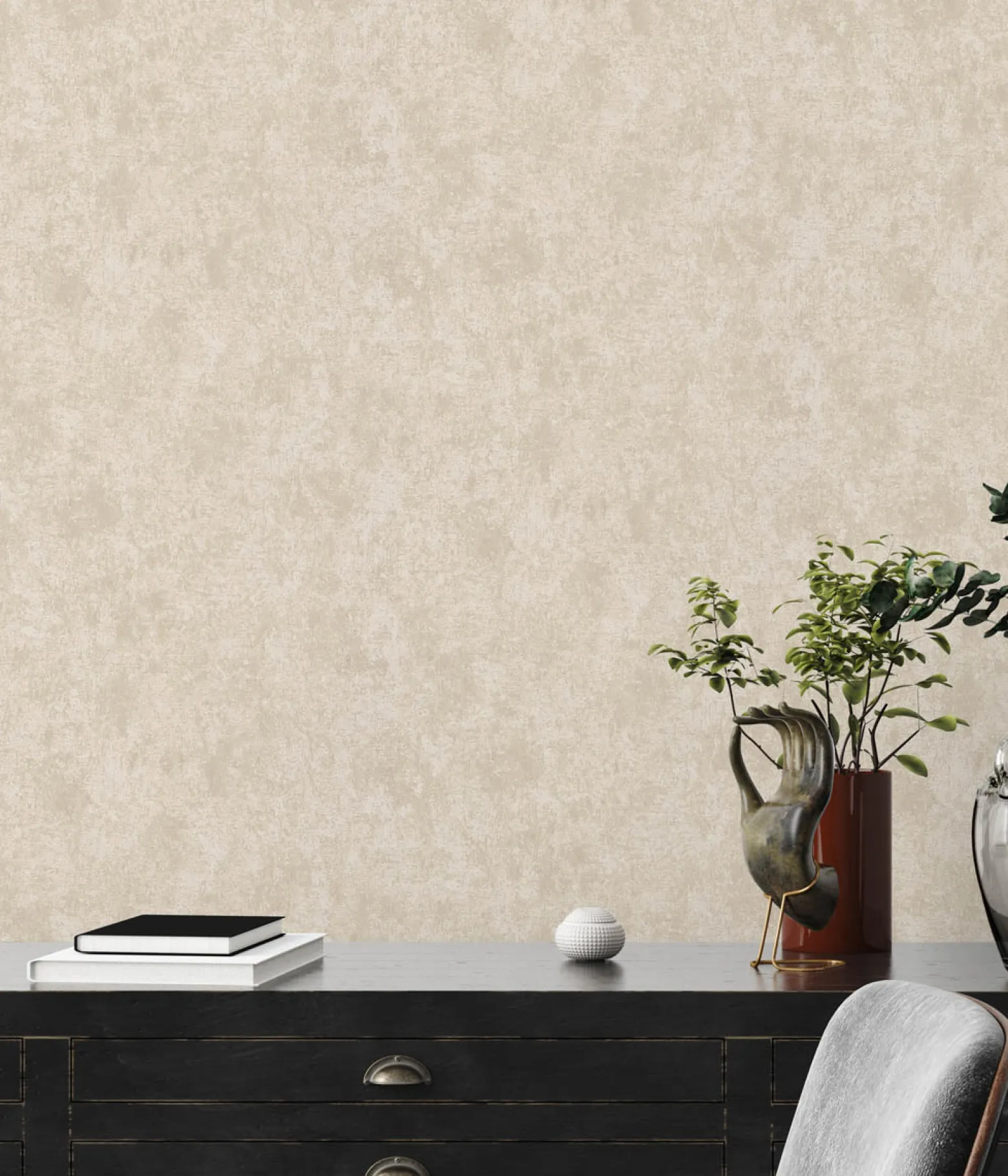 Vliestapete Beton Optik Creme Silber Metallic 38969-5