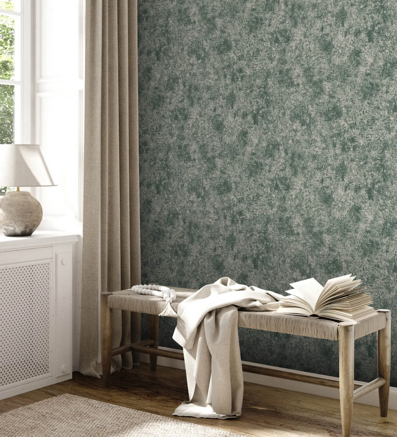 Vliestapete Beton Optik Grün Perlmutt Metallic 38970-1