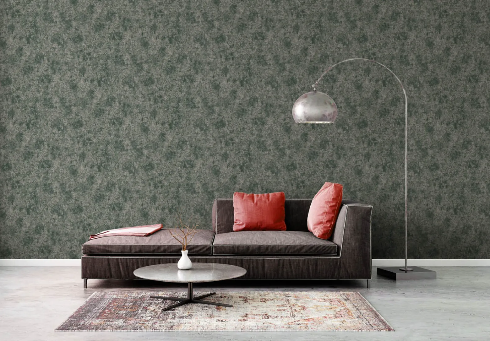 Vliestapete Beton Optik Grün Perlmutt Metallic 38970-1
