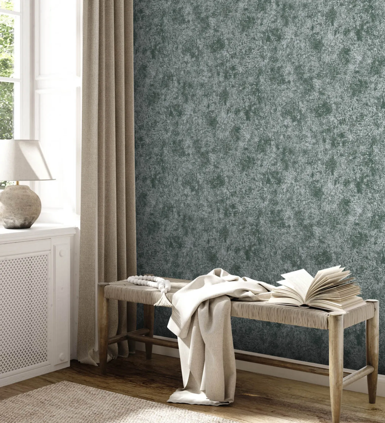Vliestapete Beton Optik Grün Silber Metallic 38970-2