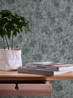 Vliestapete Beton Optik Grün Silber Metallic 38970-2
