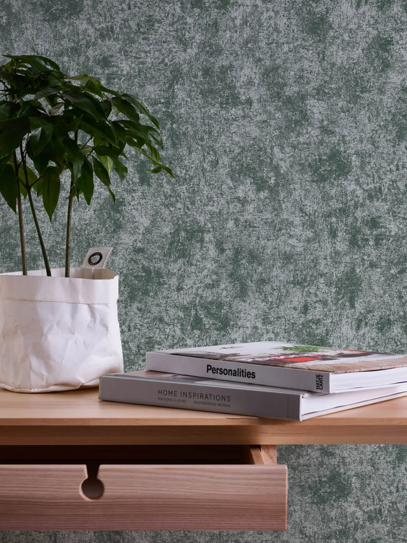 Vliestapete Beton Optik Grün Silber Metallic 38970-2