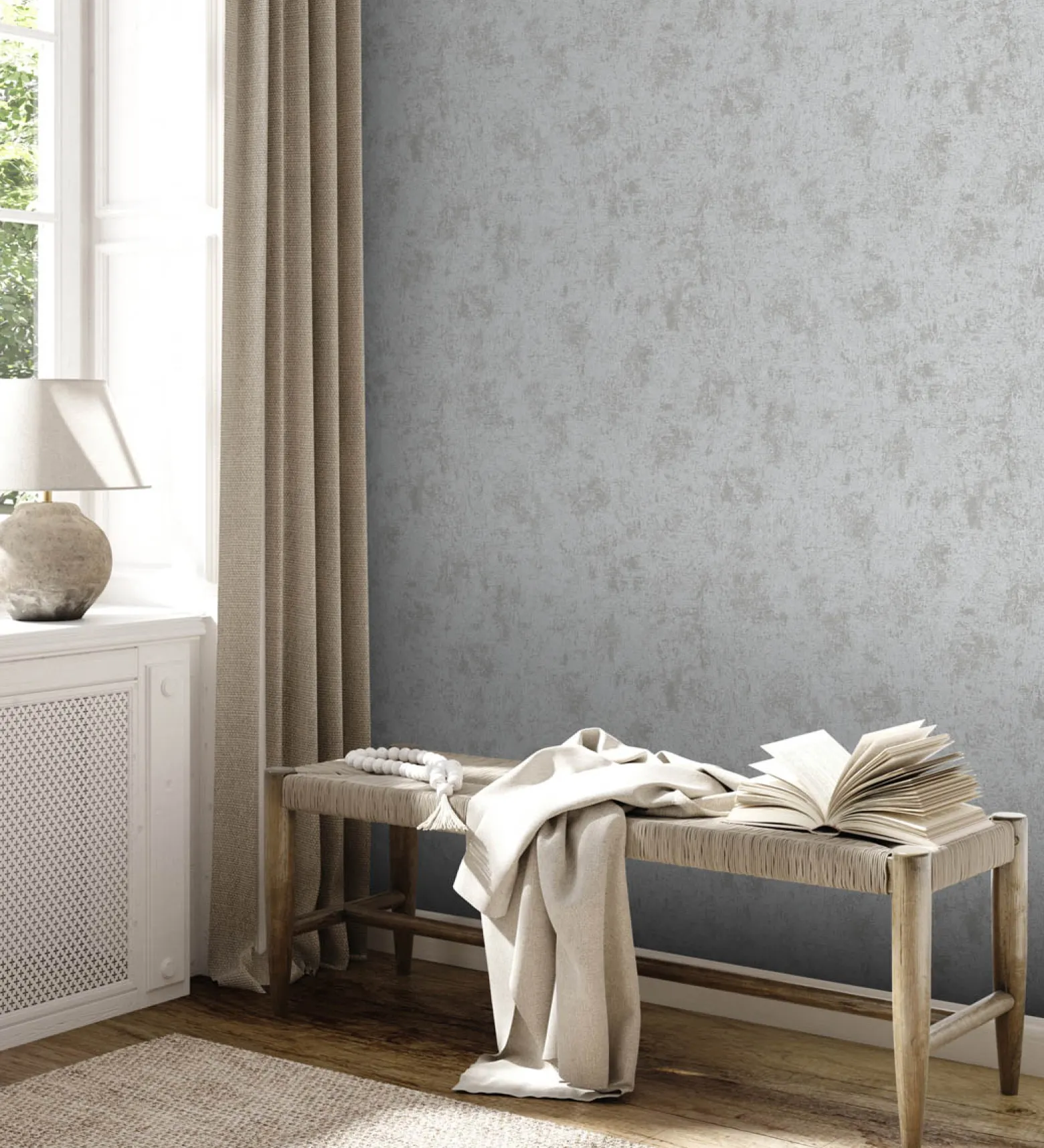Vliestapete Beton Optik Hellgrau Silber Metallic 38969-3