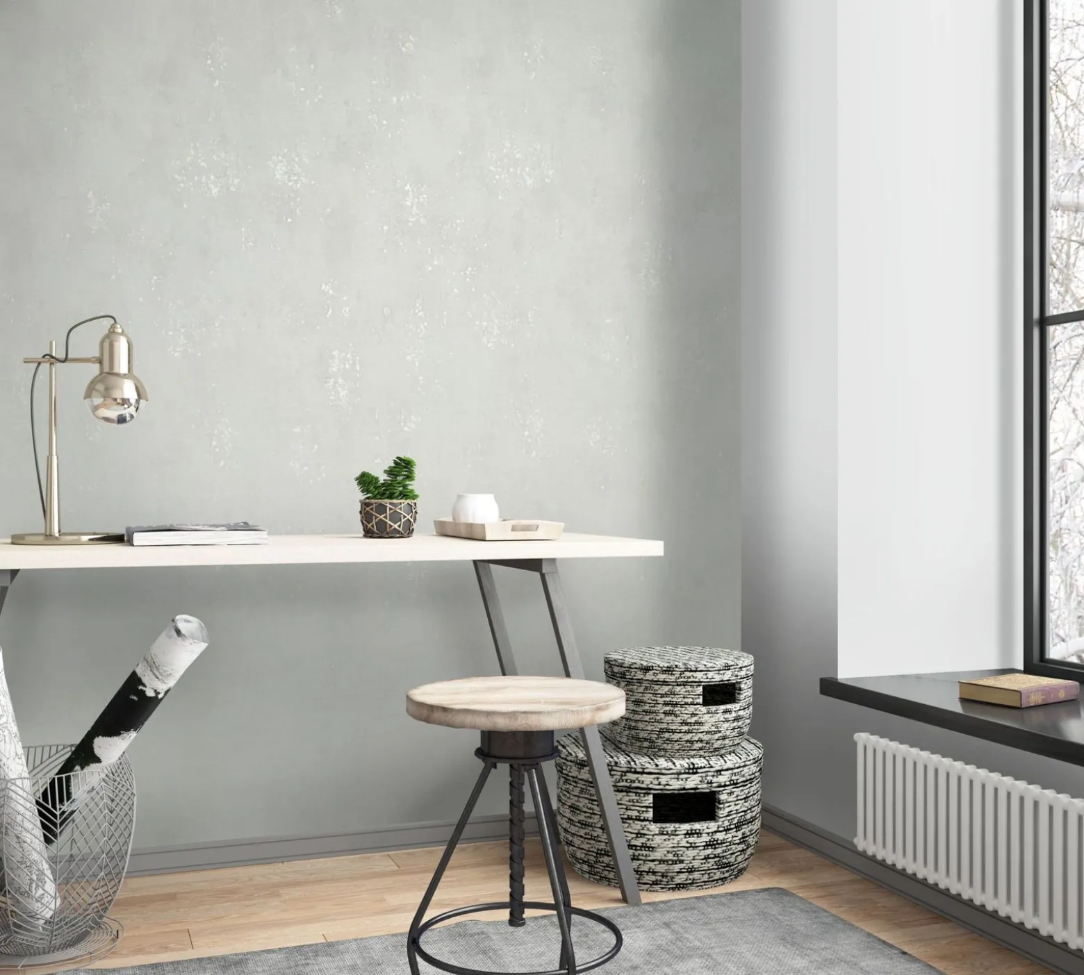 Vliestapete Beton-Optik Metallic weiß grau 32611