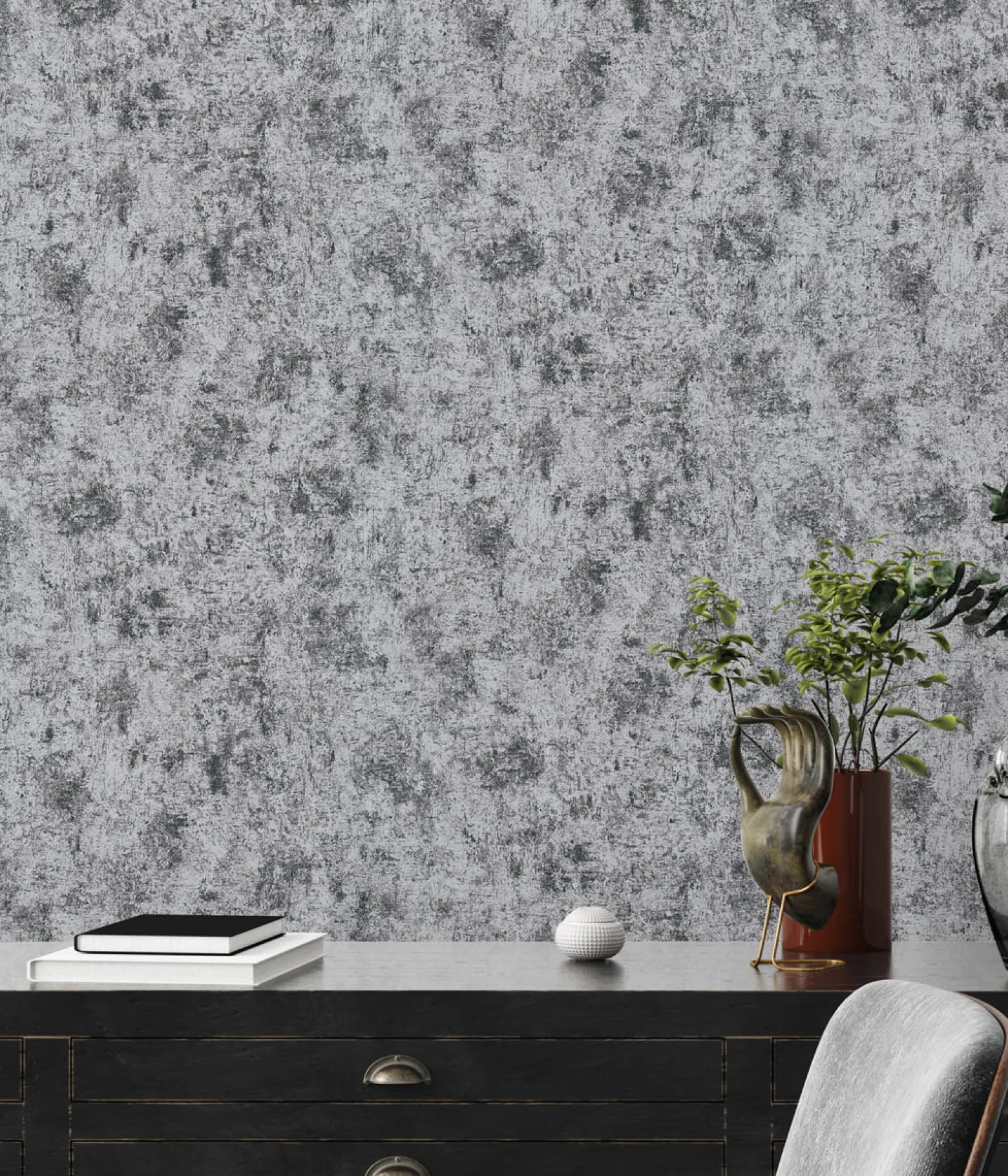 Vliestapete Beton Optik Schwarz Silber Metallic 38969-6