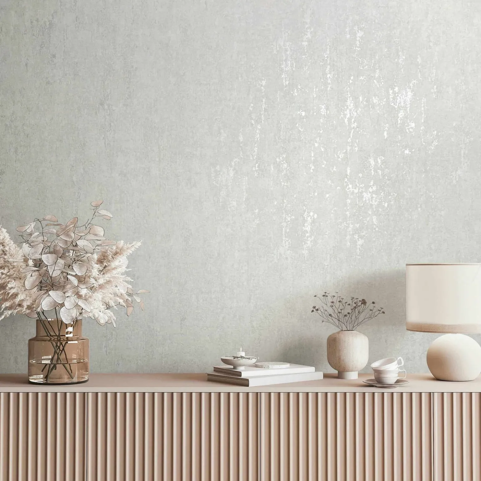 Vliestapete Betonoptik Shabby Creme Grau Glanz 35143