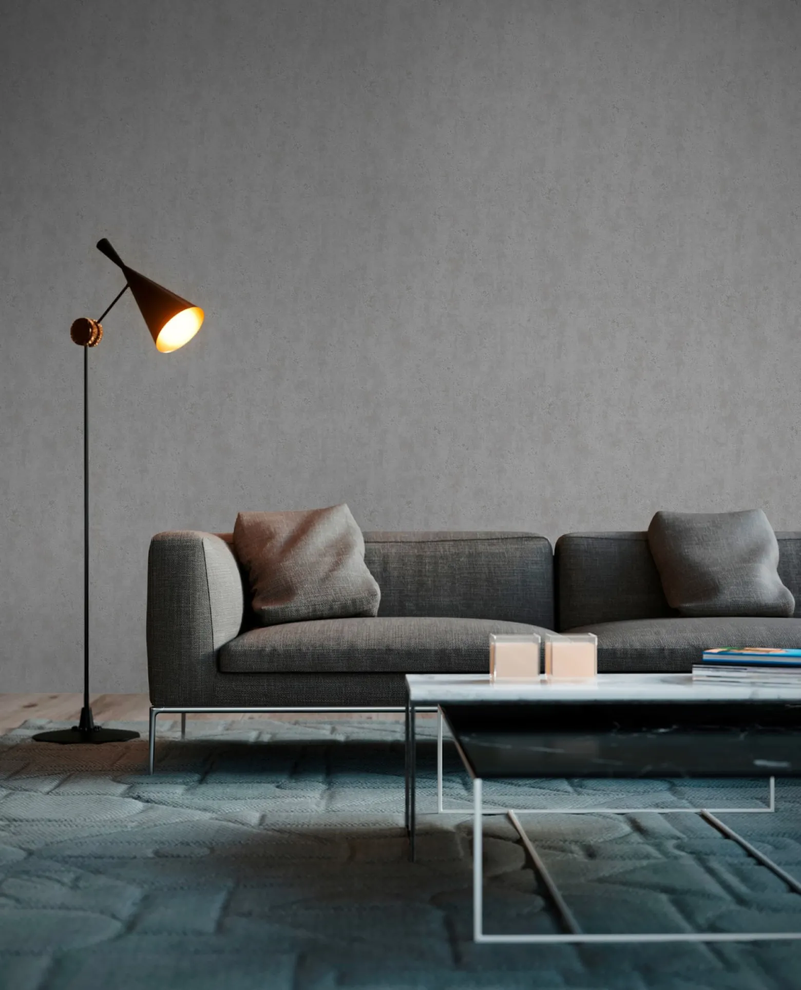 Vliestapete Beton-Optik Used graublau grau 36600-1