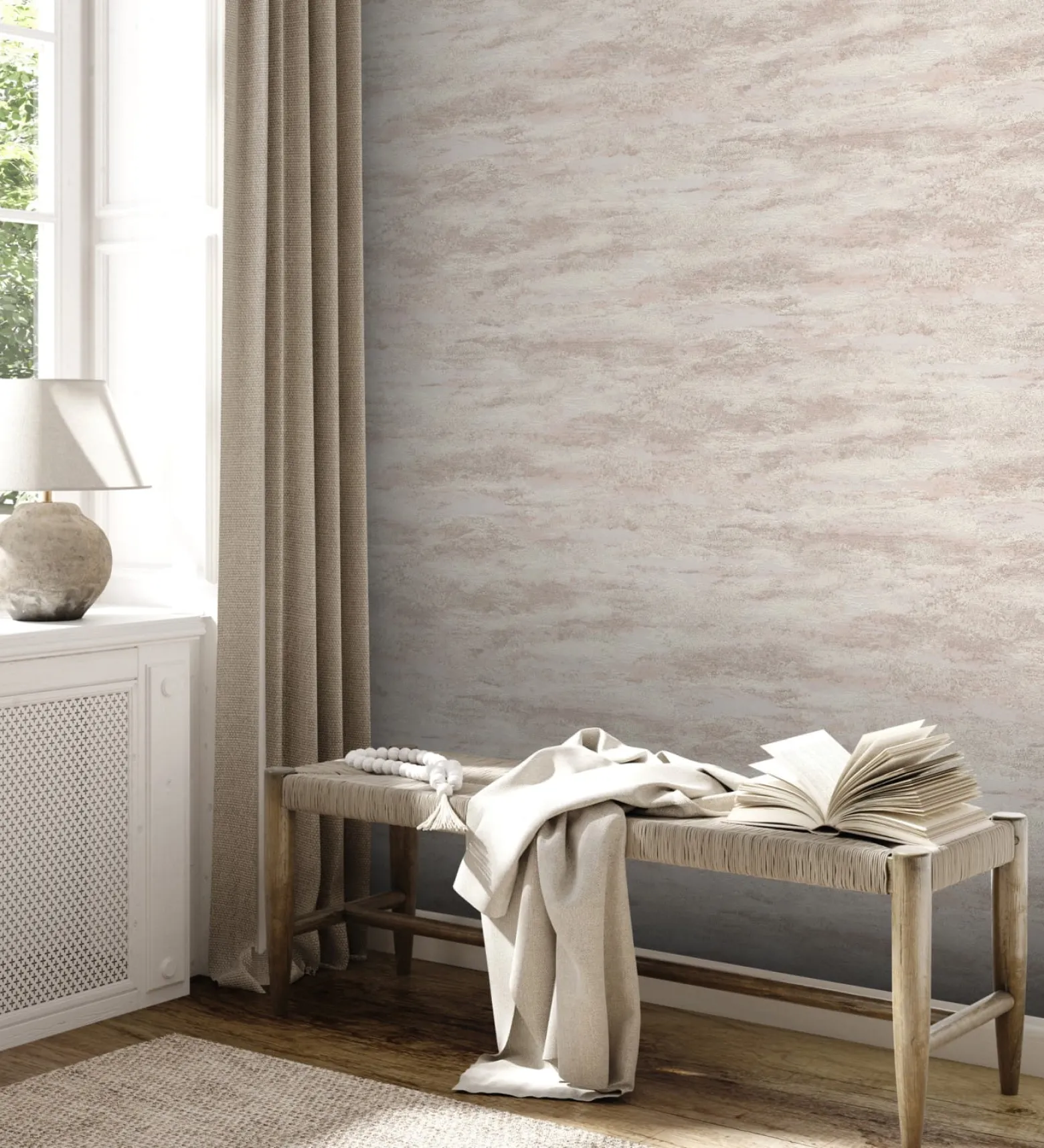 Vliestapete Beton Optik Weiß Beige Silber Metallic 39041-1