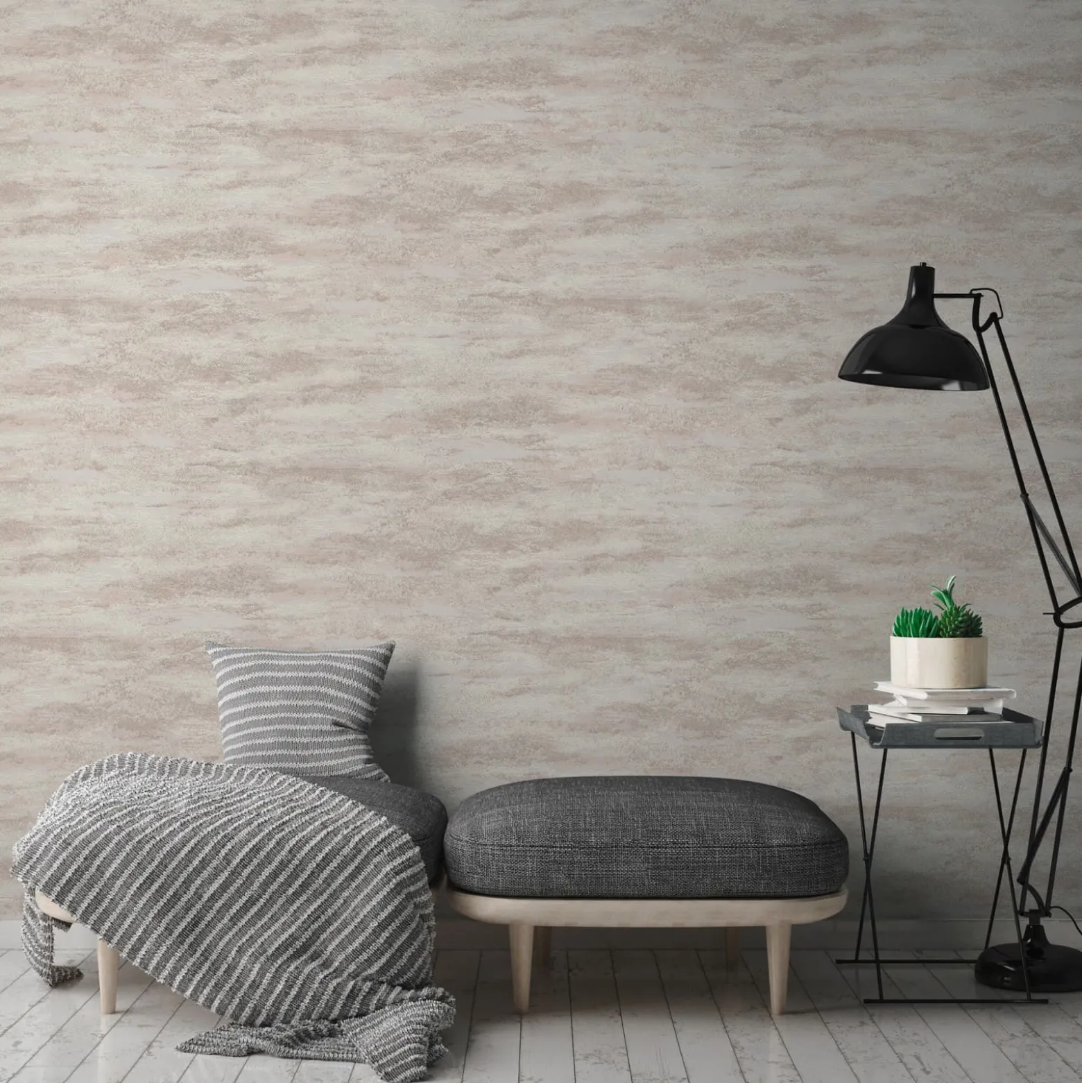 Vliestapete Beton Optik Weiß Beige Silber Metallic 39041-1