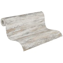 Vliestapete Beton Optik Weiß Grau Gold Metallic 39041-5