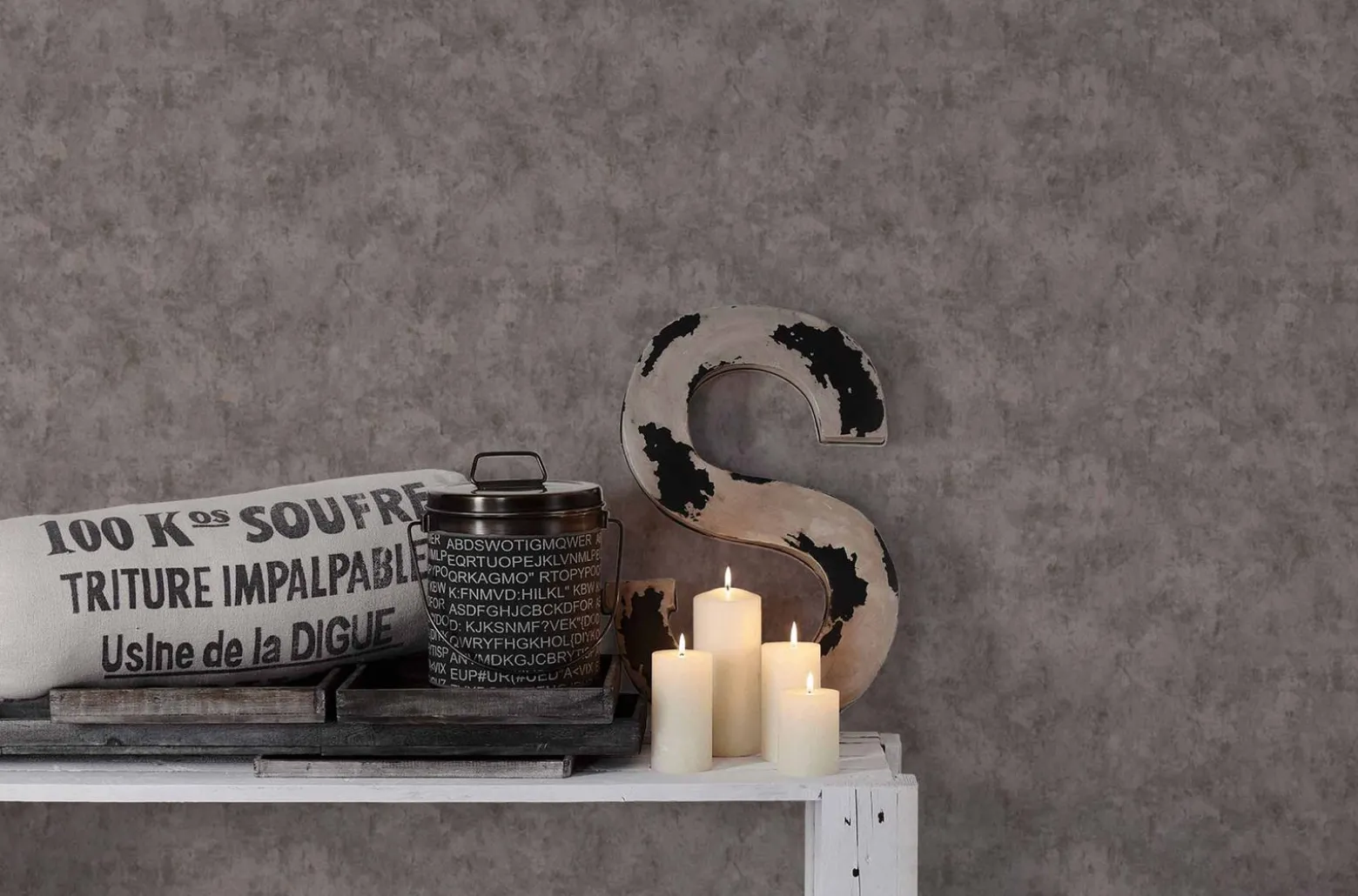 Vliestapete Beton Vintage dunkelgrau Glanz 36924-1