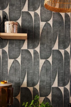 Vliestapete Blattmuster Abstrakt Beige Schwarz 39658-3