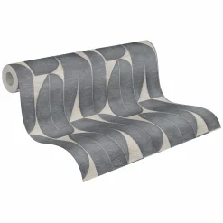 Vliestapete Blattmuster Abstrakt Beige Schwarz 39658-3