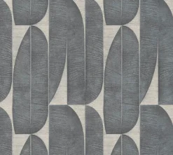 Vliestapete Blattmuster Abstrakt Beige Schwarz 39658-3