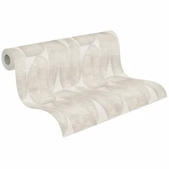 Vliestapete Blattmuster Abstrakt Grau Beige 39658-1